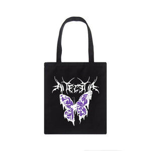 Dark Butterfly Print Y2K Gothic Canvas Bag Harajuku Punk Large Shopper