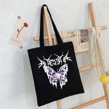 Dark Butterfly Print Y2K Gothic Canvas Bag Harajuku Punk Large Shopper