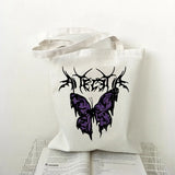 Dark Butterfly Print Y2K Gothic Canvas Bag Harajuku Punk Large Shopper