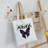 Dark Butterfly Print Y2K Gothic Canvas Bag Harajuku Punk Large Shopper
