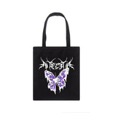 Dark Butterfly Print Y2K Gothic Canvas Bag Harajuku Punk Large Shopper