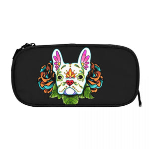 Sugar Skull French Bulldog Pen Box Student Anime Pencil Case