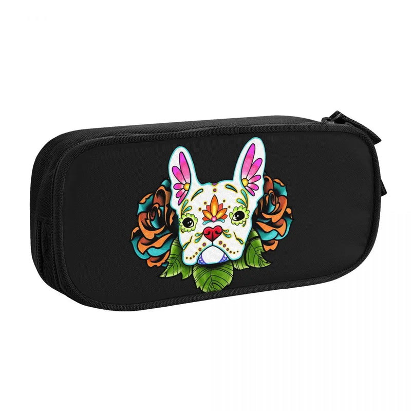 Sugar Skull French Bulldog Pen Box Student Anime Pencil Case