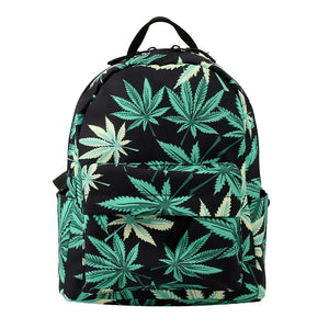 Green Hemp Mini Backpack for Women - Waterproof 3D Printed Backpack