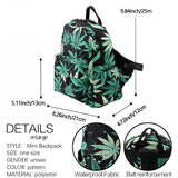 Green Hemp Mini Backpack for Women - Waterproof 3D Printed Backpack