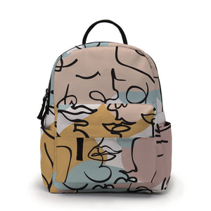 Deanfun Mini Backpack Abstract Line Face Printed Colorful School Backpack Bags