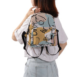 Deanfun Mini Backpack Abstract Line Face Printed Colorful School Backpack Bags