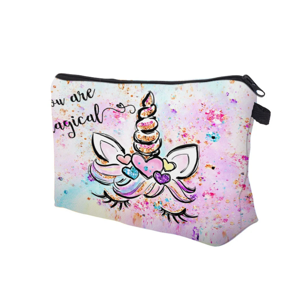Deanfun Unicorn Cosmetic Bag Colorful Waterproof Printing Pencil Pouch