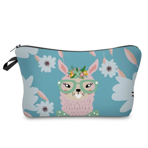Deanfun Waterproof Makeup Bag Llama Love Cosmetic Bags Travel Cosmetic Pouchs