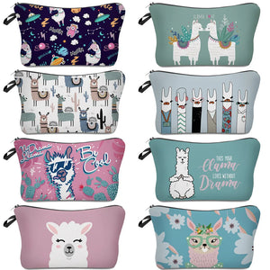 Deanfun Waterproof Makeup Bag Llama Love Cosmetic Bags Travel Cosmetic Pouchs