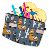 Waterproof Small Makeup Bags Llama Cactus Cosmetic Bag