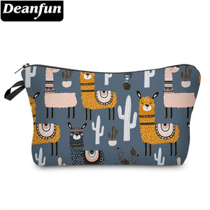 Waterproof Small Makeup Bags Llama Cactus Cosmetic Bag