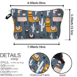 Waterproof Small Makeup Bags Llama Cactus Cosmetic Bag