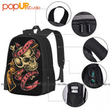 Skullprinted Punk Goth Backpack Large Capacity Schoolbag
