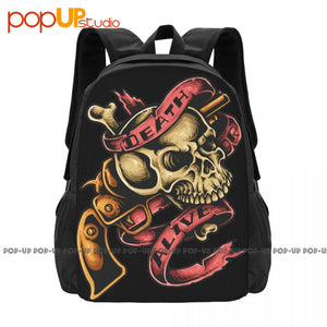Skullprinted Punk Goth Backpack Large Capacity Schoolbag
