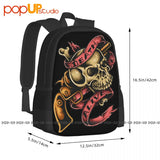 Skullprinted Punk Goth Backpack Large Capacity Schoolbag