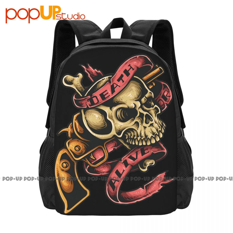 Skullprinted Punk Goth Backpack Large Capacity Schoolbag