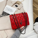 Deconn Quilted Lattice Clutch Crossbody Bag with Chain Strap