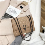 Deconn Quilted Lattice Clutch Crossbody Bag with Chain Strap