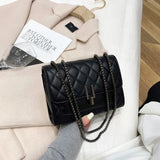 Deconn Quilted Lattice Clutch Crossbody Bag with Chain Strap