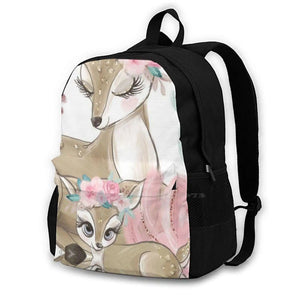Deer Backpack Student School Laptop Travel Bag Brown