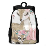 Deer Backpack Student School Laptop Travel Bag Brown