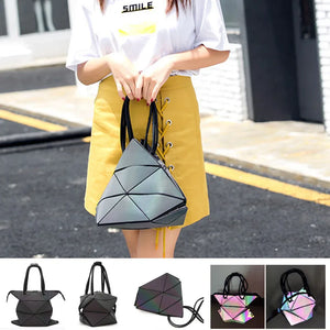 Luminous PU Leather Handbag Geometric Shoulder Bag