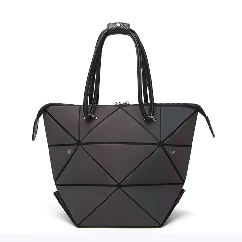 Luminous PU Leather Handbag Geometric Shoulder Bag