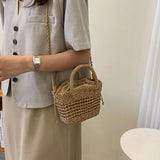 Mini Straw Crossbody Bag for Summer Camping