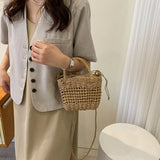 Mini Straw Crossbody Bag for Summer Camping