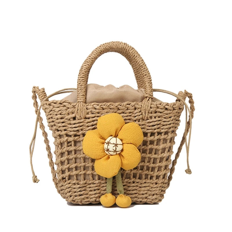 Mini Straw Crossbody Bag for Summer Camping