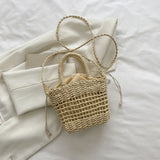 Mini Straw Crossbody Bag for Summer Camping