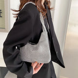 Rhinestone Clutch Evening Bag Silver Underarm Bag