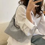 Rhinestone Clutch Evening Bag Silver Underarm Bag