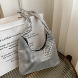 Rhinestone Clutch Evening Bag Silver Underarm Bag