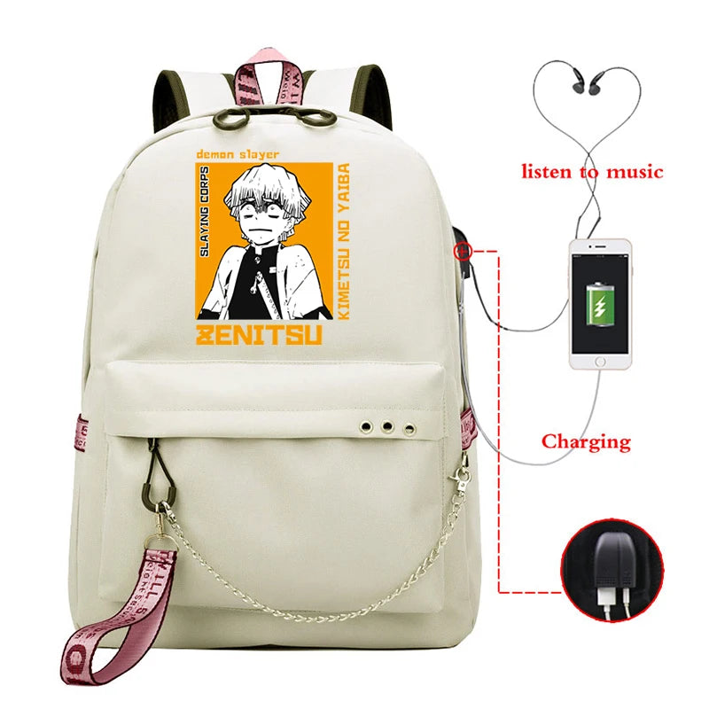 Demon Slayer Anime Hip Hop Backpacks Multifunction School Bag