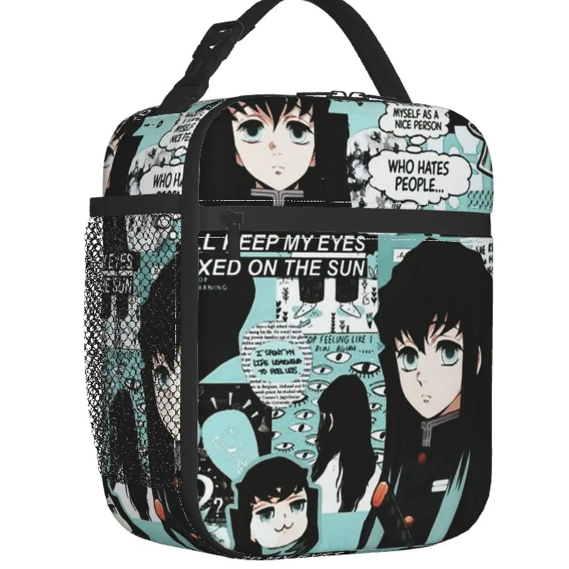 Demon Slayer Insulated Lunch Bag Muichiro Tokito Kimetsu No Yaiba Cooler Thermal