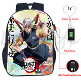 Demon Slayer Backpack Kimetsu no Yaiba USB Charging School Bag Anime Bookbag
