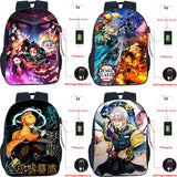 Demon Slayer Backpack Kimetsu no Yaiba USB Charging School Bag Anime Bookbag