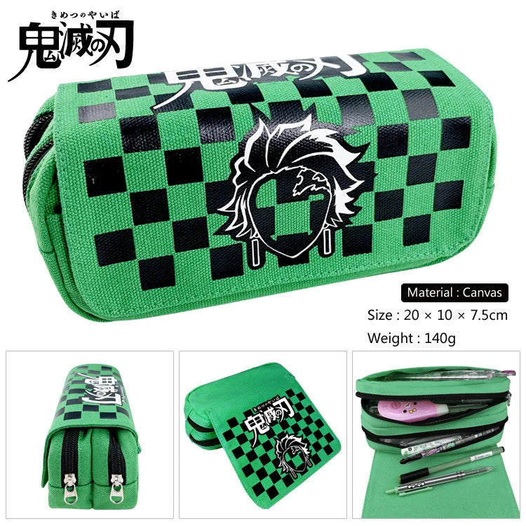 Demon Slayer Kimetsu no Yaiba Anime Canvas Purse Long Wallet Pen Case