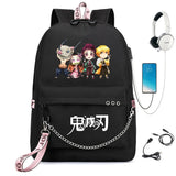 Demon Slayer Kimetsu no Yaiba Nylon Backpack Schoolbag Casual USB
