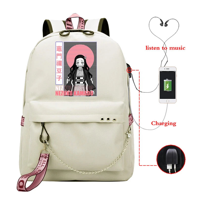 Demon Slayer Manga Anti-theft Backpack Casual Waterproof Backpack