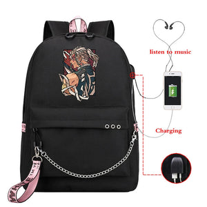 Demon Slayer Anti-theft School Backpack with USB