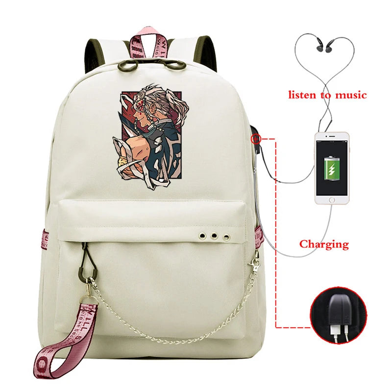 Demon Slayer Anti-theft School Backpack with USB