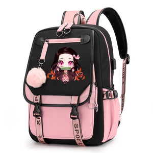 Anime Nezuko Backpack for Men and Women Canvas School Bag