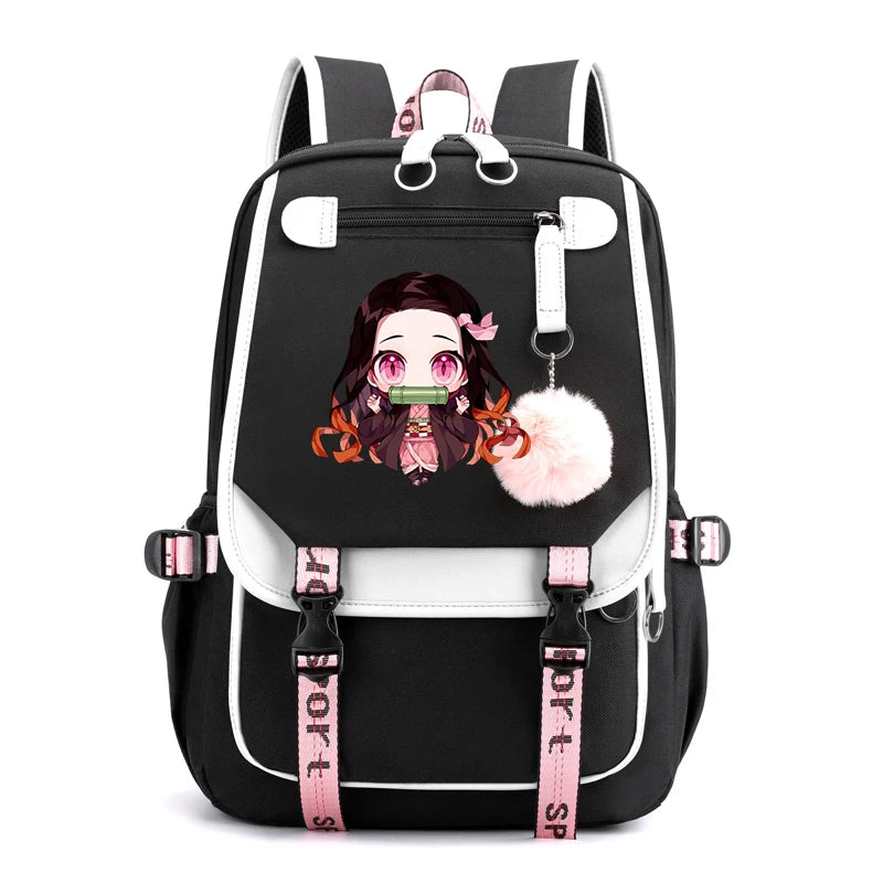 Anime Nezuko Backpack for Men and Women Canvas School Bag