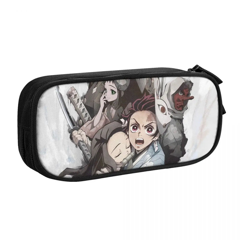 Demon Slayer Pen Box Student School Anime Zipper Pen Bag Child Stationery Bag