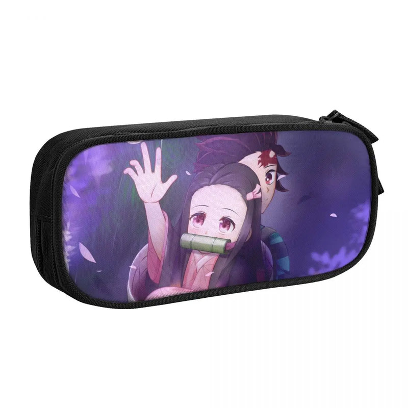 Demon Slayer Pen Box Student School Anime Zipper Pencil Bag