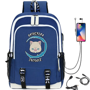 Demon Slayer Print USB Charging Teen Backpack