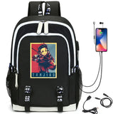 Demon Slayer Print USB Charging Teen Backpack School Bag